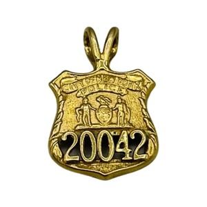Vintage 14K Yellow Gold NY New York Police Shield Badge Charm Pendant